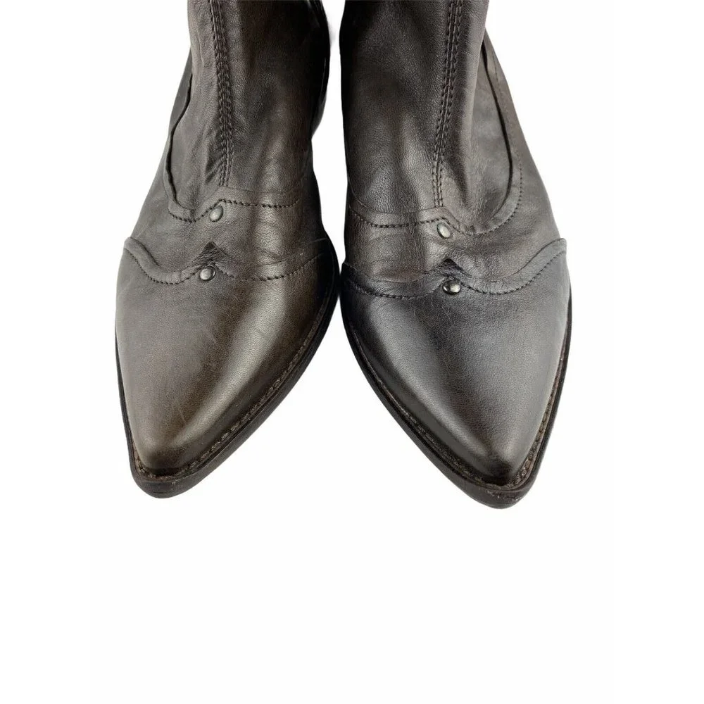 Minelli Womens‎ Brown Pointy Toe Leather Western Boots Size EU 38 US 7 - Picture 5 of 11
